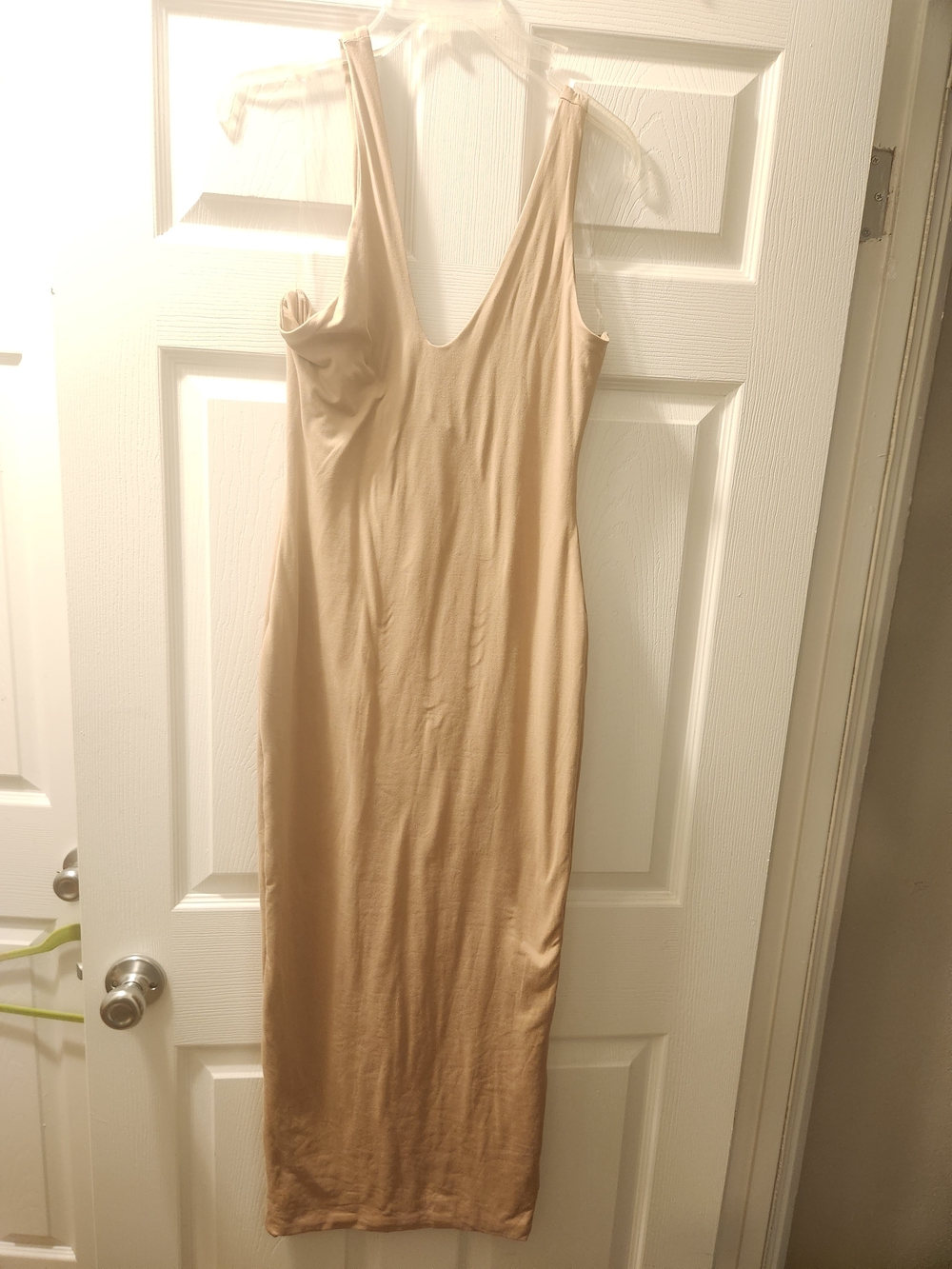 Sleeveless Beige Bodycon Dress - Classic Women's Slip Dress